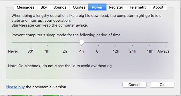MAC OS X Screen saver power options to keep MAC awake.